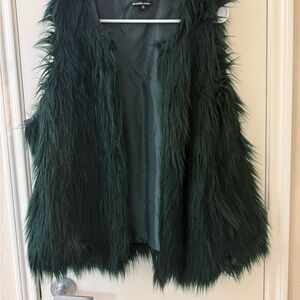 Dark Green Faux Fur Vest